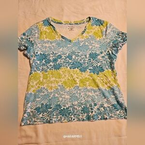 Studio Works Light Green N Blue top